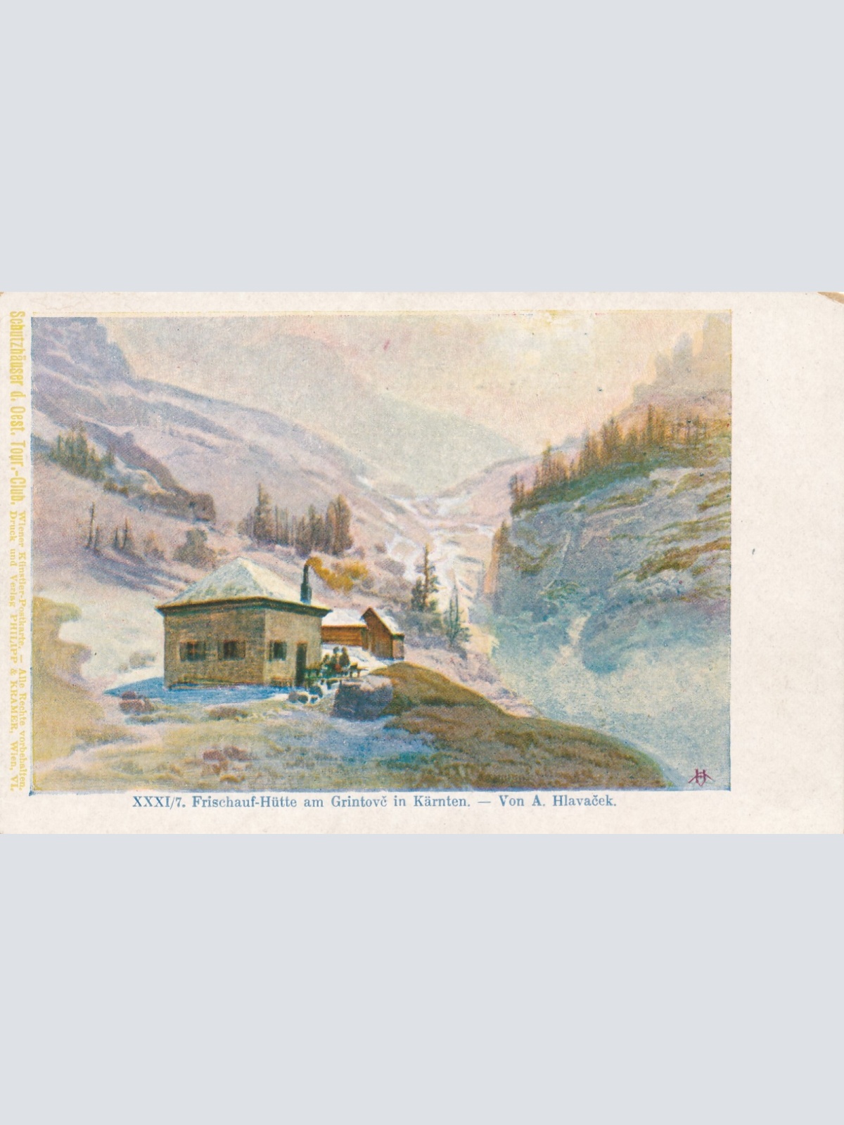 AK, Frischauf-Hütte am Grintovc in Kärnten, von A. Hlavacek (S865)