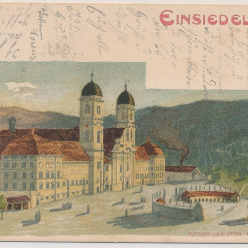 AK, Einsiedeln, Schweiz, Aufgang zum Kloster, L'Avenue du Couvent (S712)