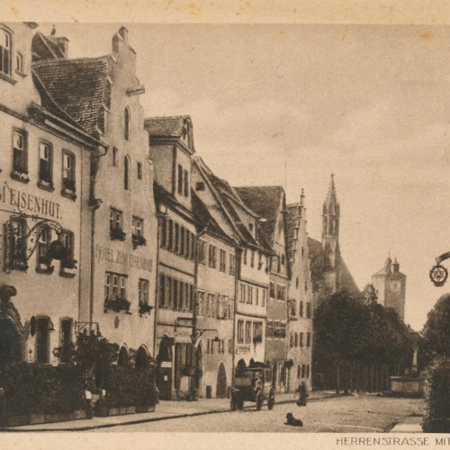 AK, Rothenburg ob der Tauber, Herrenstraße mit Hotel Eisenhut, Bayern (S1002)