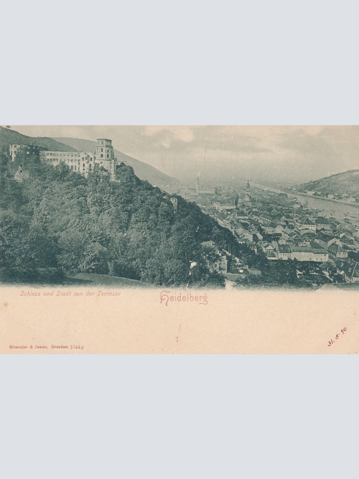 AK, Schloss und Stadt von der Terrasse, Heidelberg, Baden-Württemberg (S1015)
