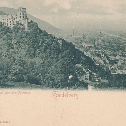 AK, Schloss und Stadt von der Terrasse, Heidelberg, Baden-Württemberg (S1015)