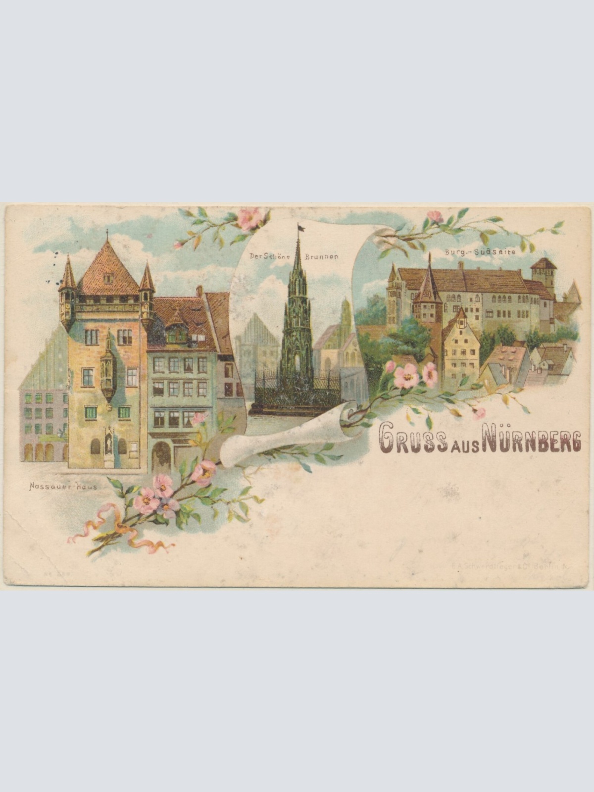 AK, Gruß aus Nürnberg, Bayern, Burg-Südseite, der schöne Brunnen (S724)