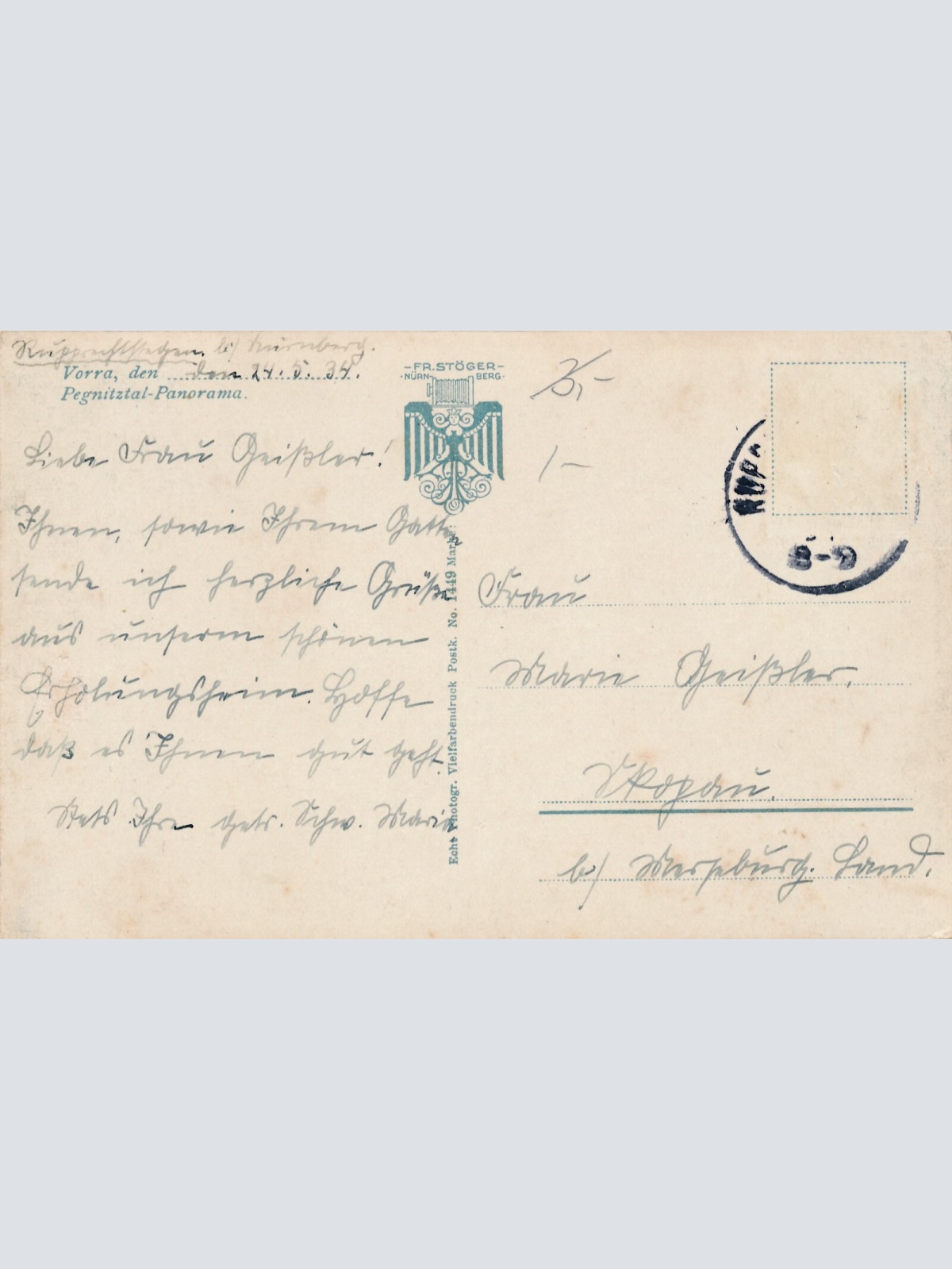 AK, Pegnitztal-Panorama, Bayern (S990)