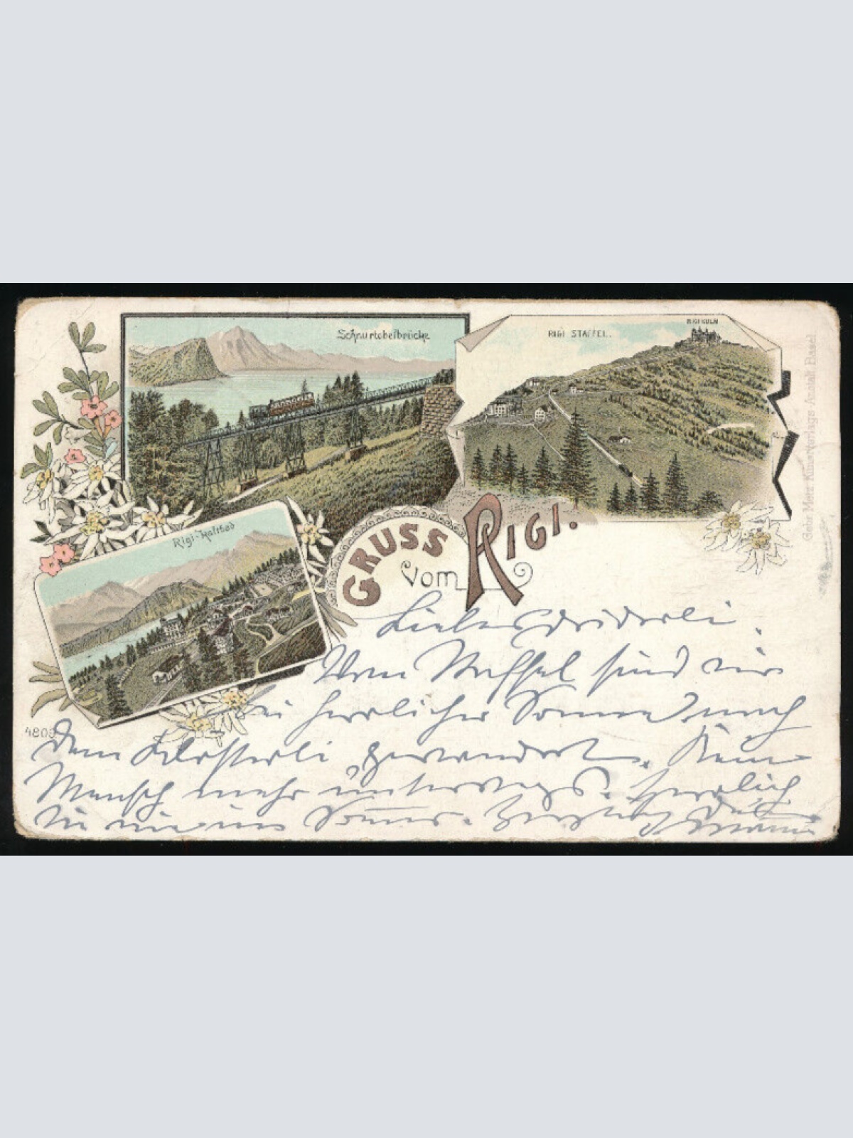 Litho - Karte gruss vom Rigi Kanton Schwyz und Luzern (4623)