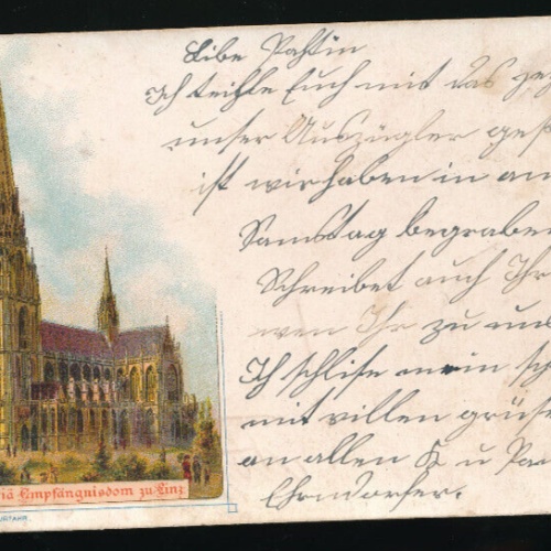 Litho - Karte aus Linz Maria Empfängnisdom Oberösterreich (4942)