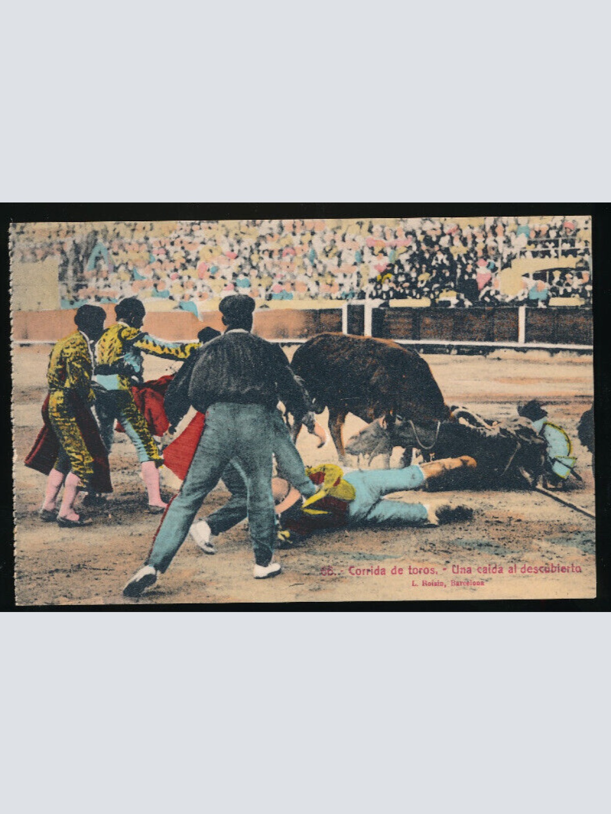 AK aus Spanien Stierkampf - Corrida de Toros una caida al descubierta (4896)
