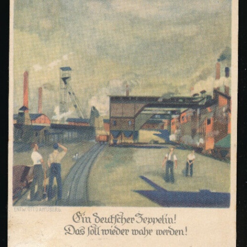 Künstler - Karte von Otto Amtsberg mit Luftschiff -  Deutscher Zeppelin (4613)