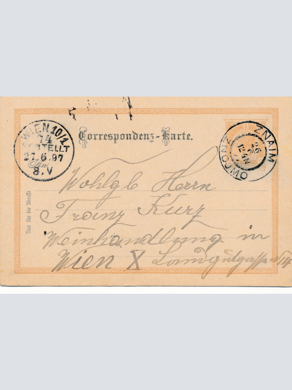 2 Kreuzer Ganzsachen - Karte aus Znaim (16351)