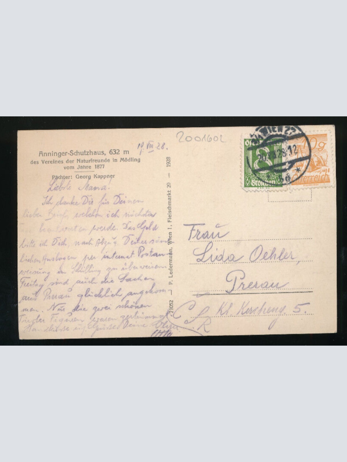 AK aus Mödling mit Anninger Schutzhaus Niederösterreich (5132)