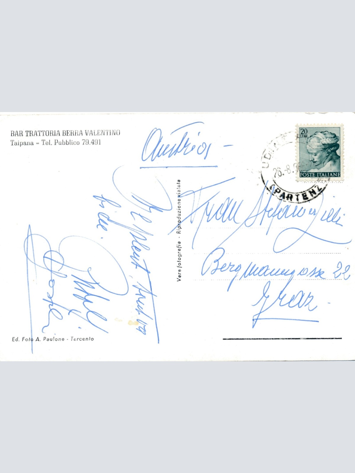 AK, Saluti da Taipana, Italien (S1111)