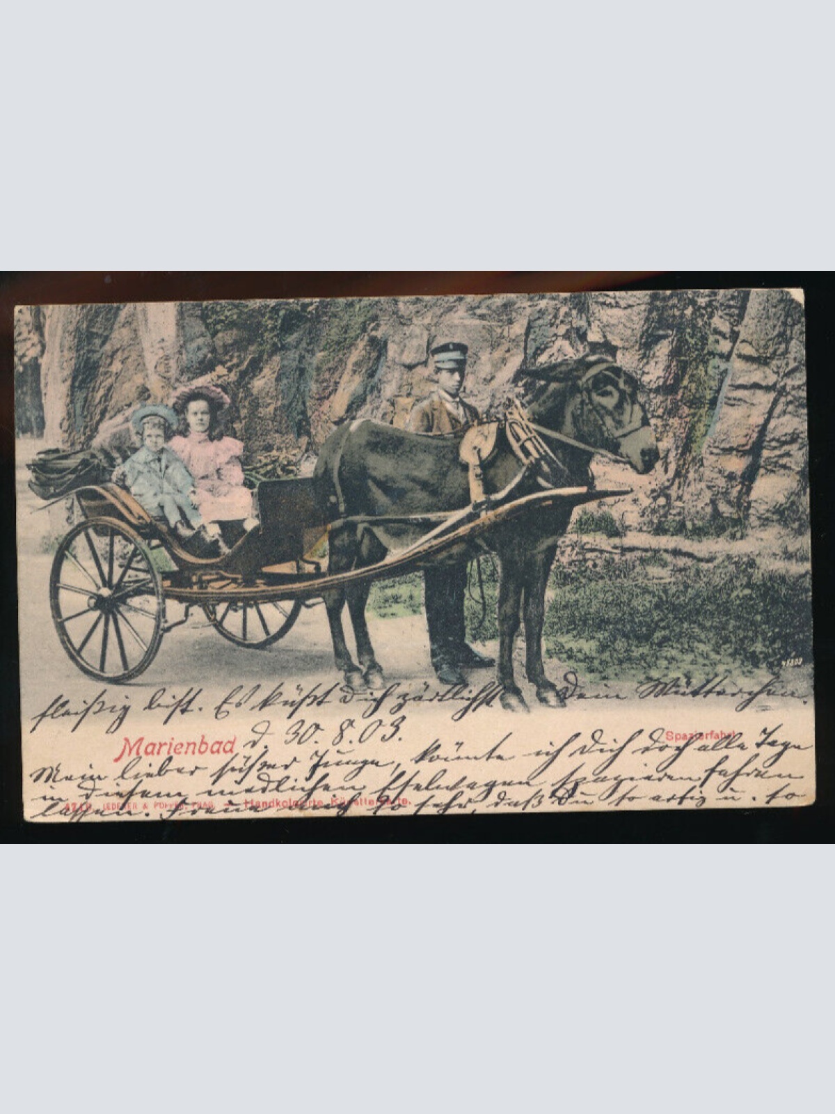 AK aus Marienbad Esel - Kutsche Tschechoslowakei (5412)