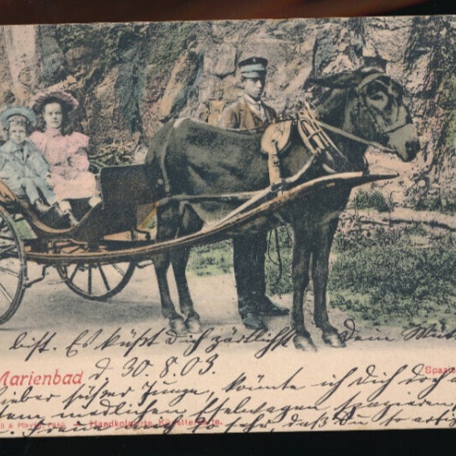 AK aus Marienbad Esel - Kutsche Tschechoslowakei (5412)