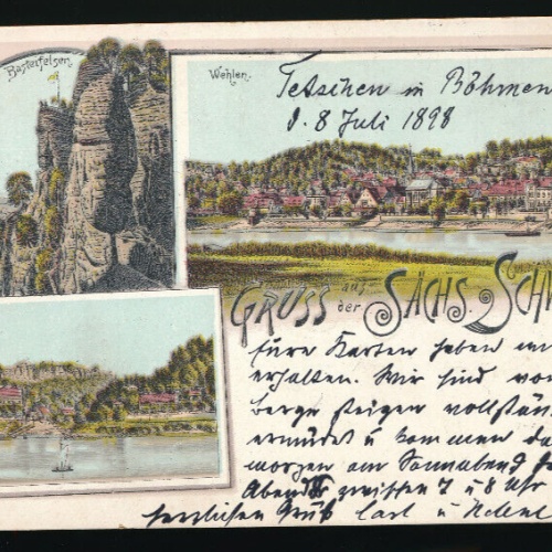 Litho - Karte gruss aus der Sächs. Schweiz Sachsen (5413)