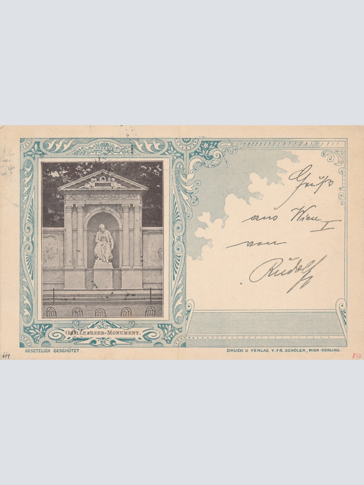 AK, Grillparzer-Monument, Wien (S1129)