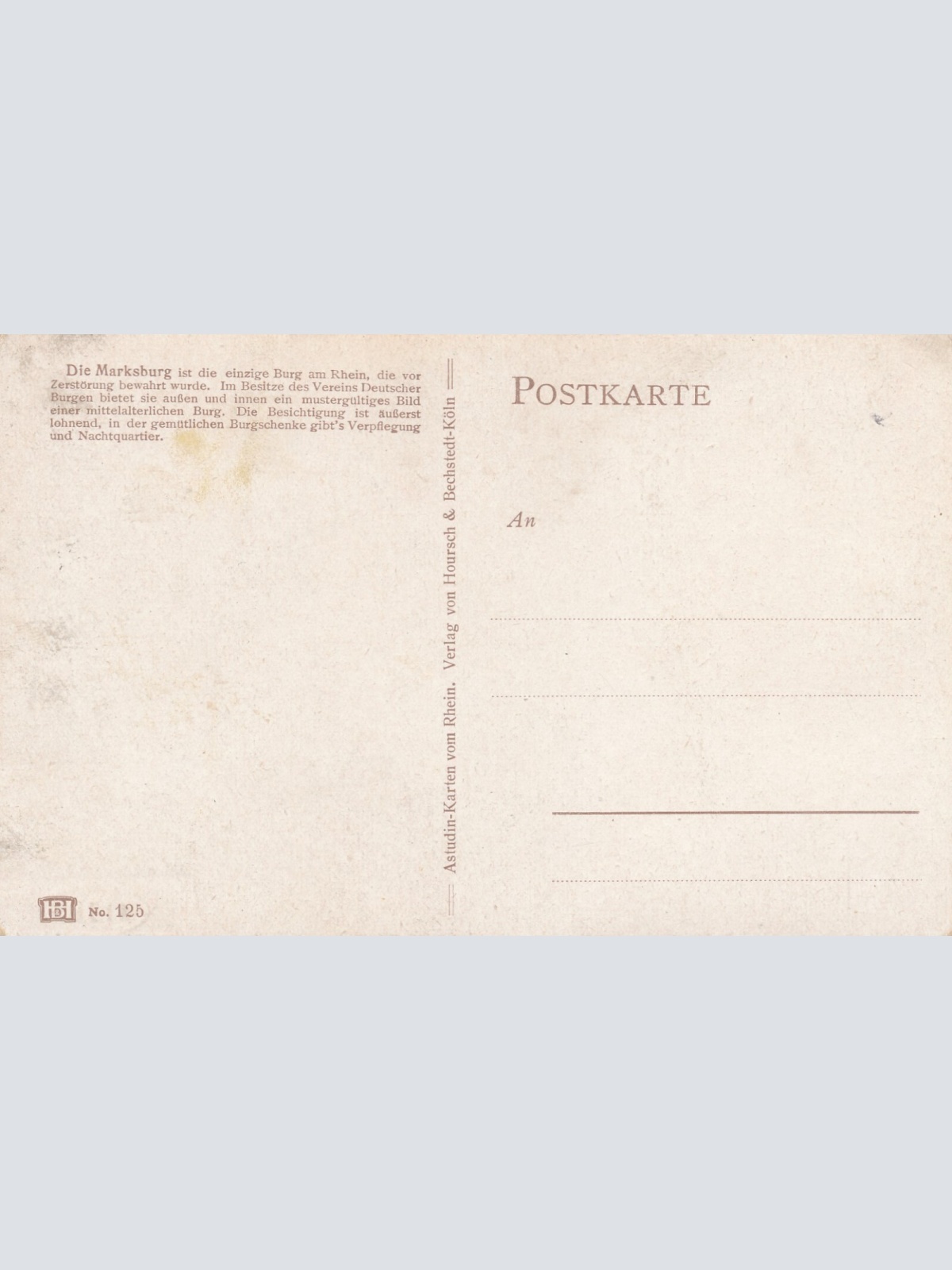 AK, Braubach und die Marksburg, Rheinland-Pfalz (S1234)