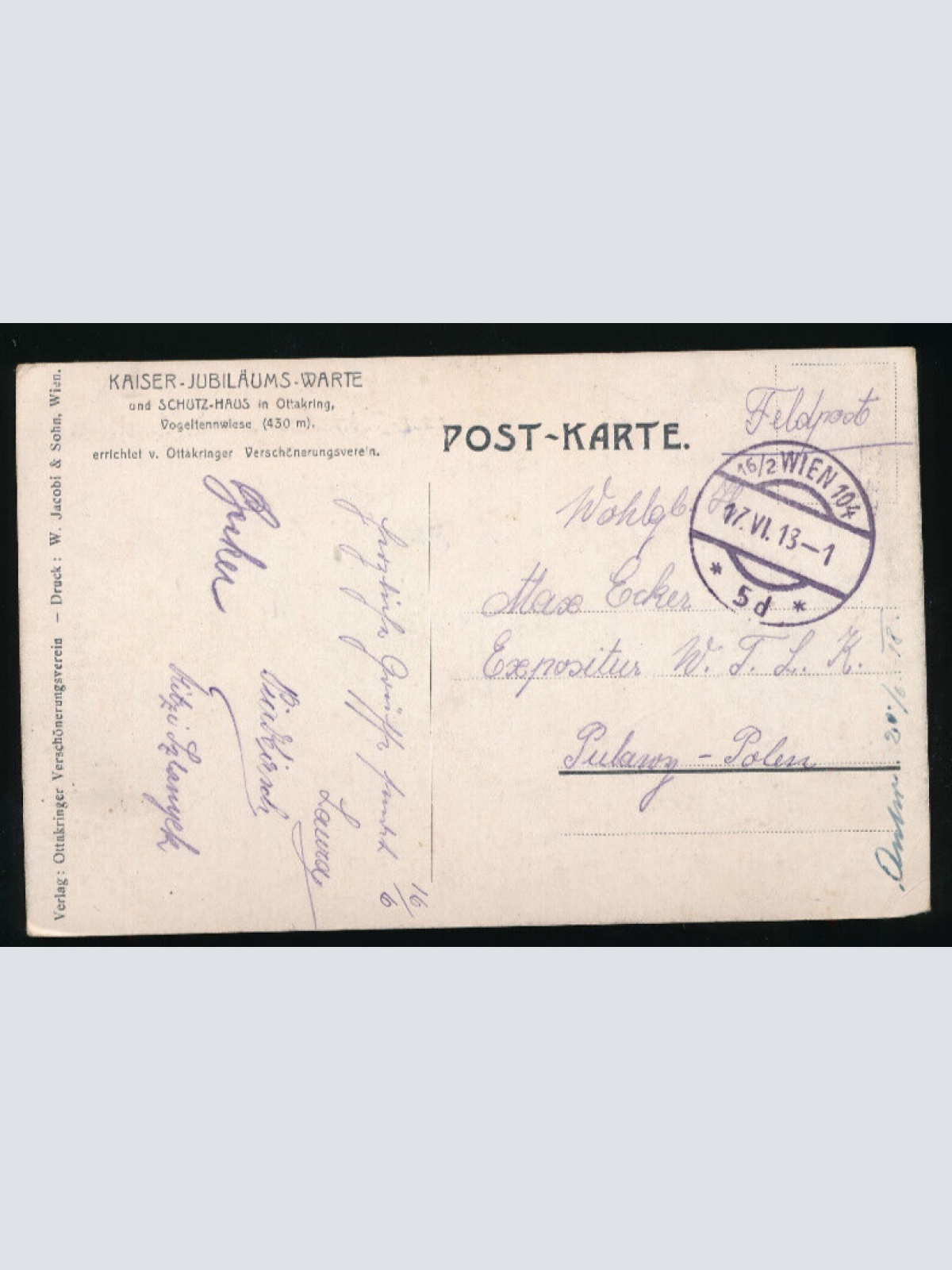 AK aus Ottakring Kaiser Jubiläumswarte Wien (5039)