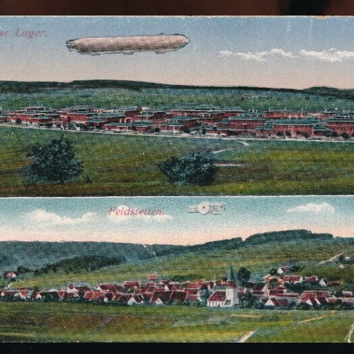 AK aus Feldstetten mit Lager und Luftschiff - Zeppelin  Baden Württemberg (4610)