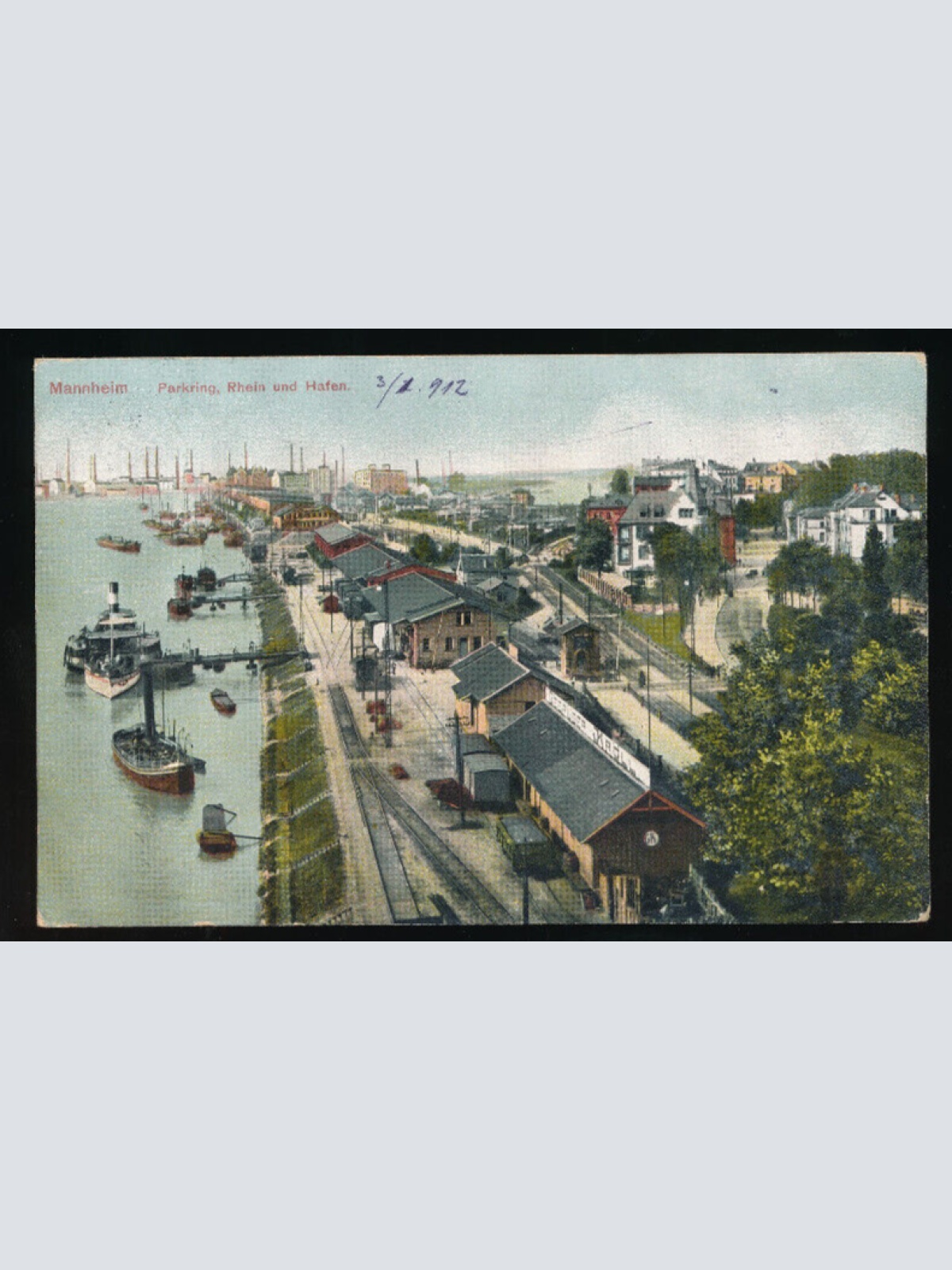 AK aus Mannheim mit Bahnhof und Dampfschiff Baden - Württemberg (5064)