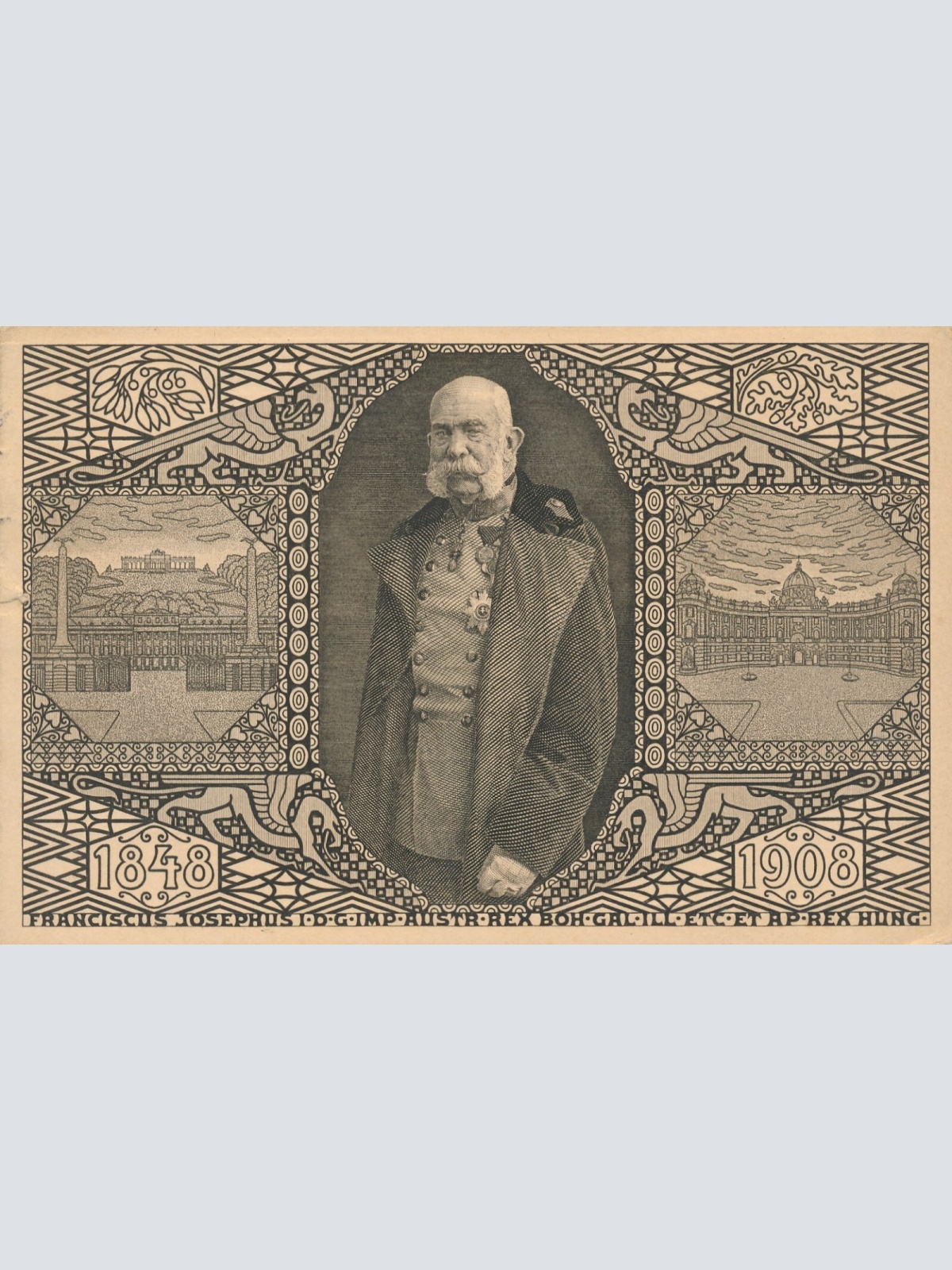 AK, Jubiläumskarte, Kaiser Franz Joseph 1848-1908 mit Vignettenzudruck (S1370)