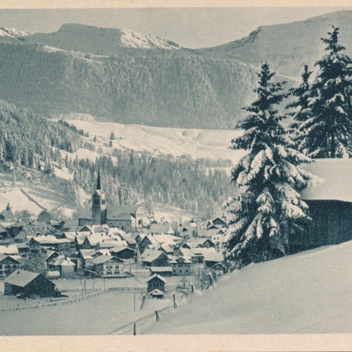 AK, Wintersportplatz Oberstaufen im Allgäu mit Rindalphorn (S1495)