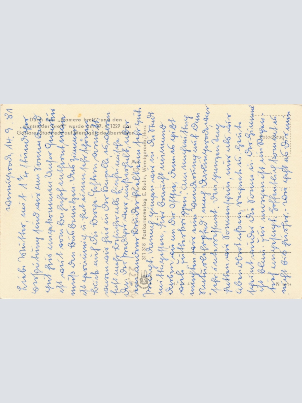 AK, 725 Jahre Stadt Wernigerode, Sachsen-Anhalt (S1483)