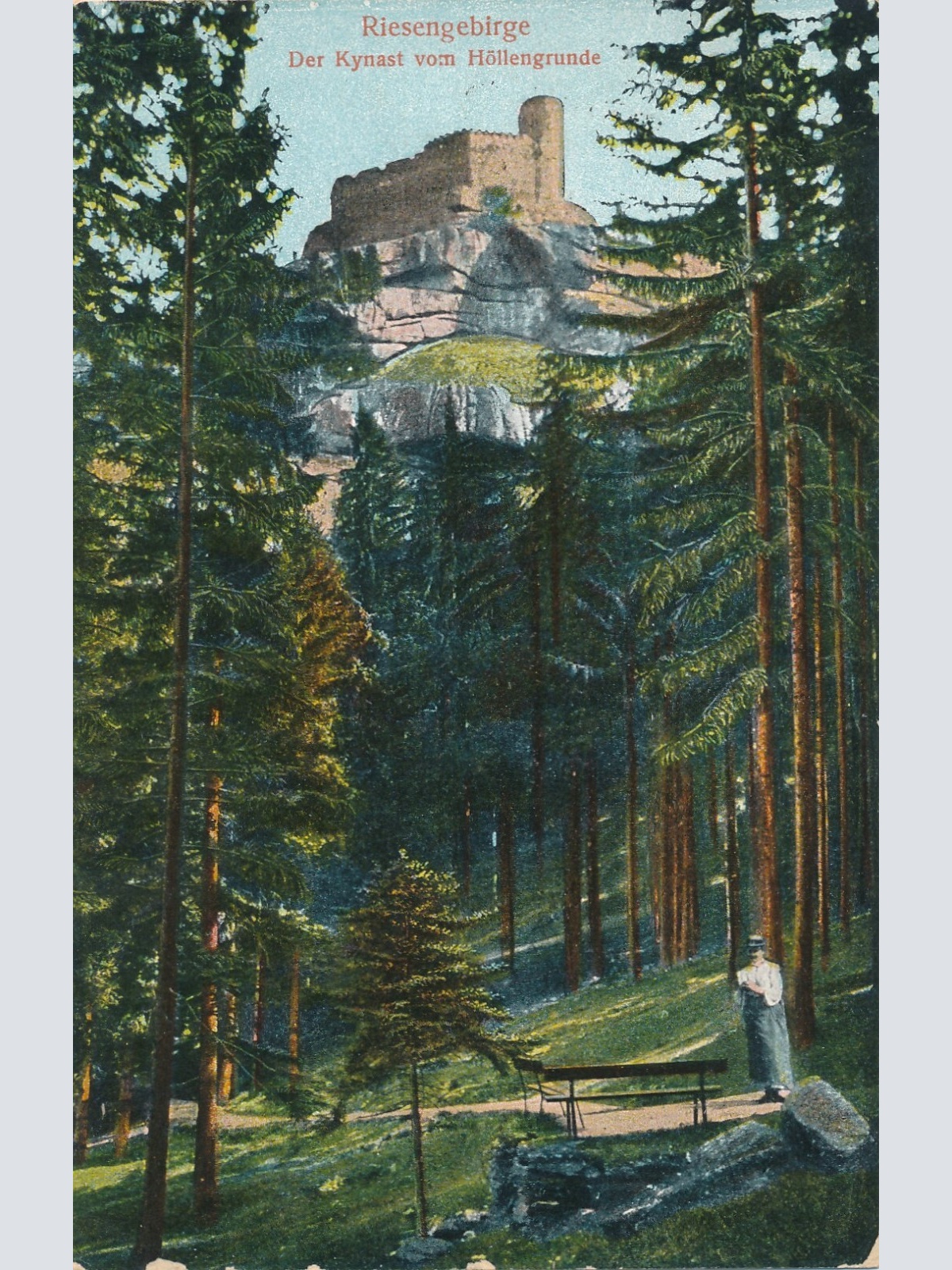 AK, Riesengebirge, der Kynast vom Höllengrunde, Polen (S1490)