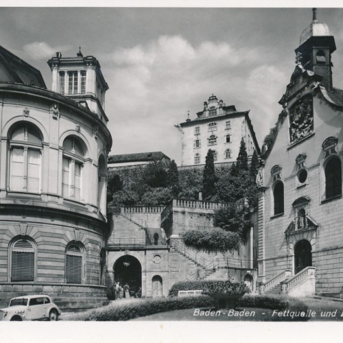AK, Baden-Baden, Fettquelle und neues Schloss, Baden-Württemberg (S1472)