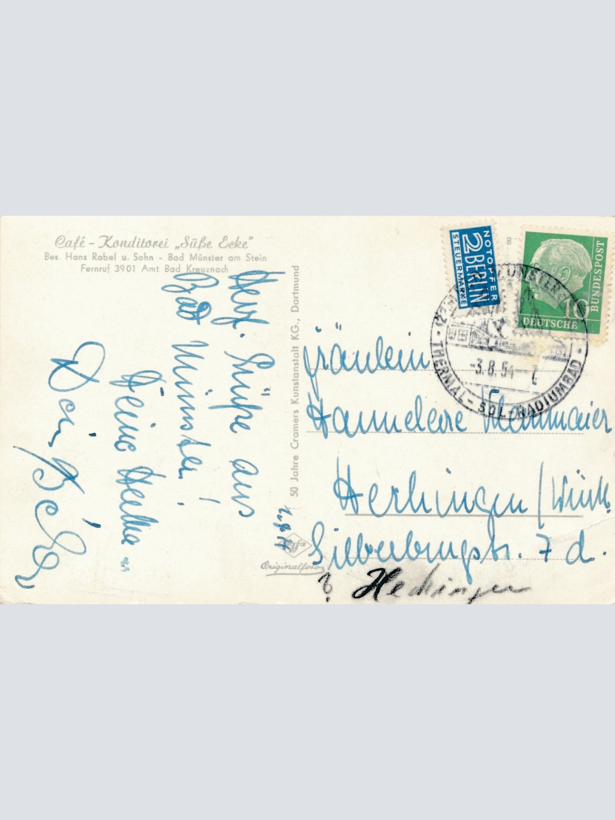 AK, Bad Münster am Stein, Cafe Konditorei Süsse Ecke, Rheinland-Pfalz (S1256)