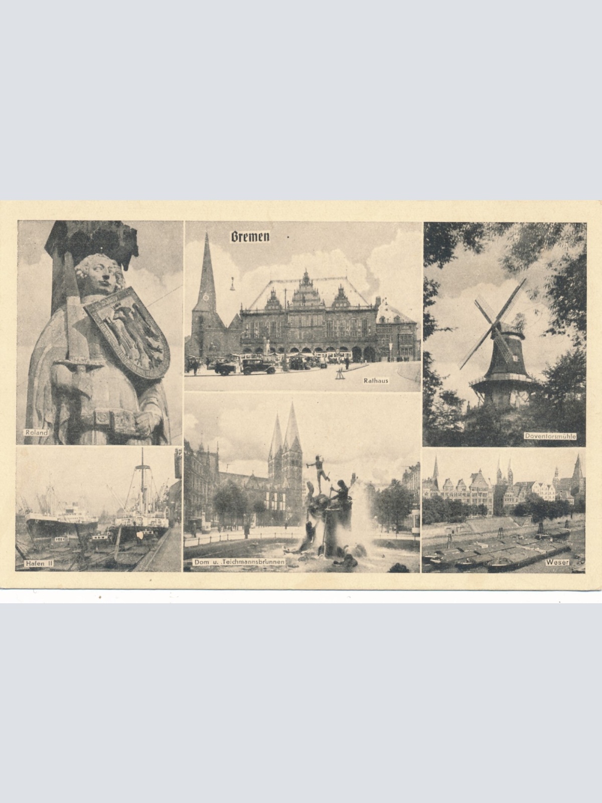 AK, Bremen, Rathaus, Weser, Dom u. Teichmannsbrunnen (S1278)