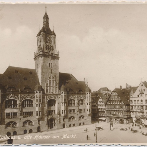 AK, Stuttgart, Rathaus u. alte Häuser am Markt (S1311)