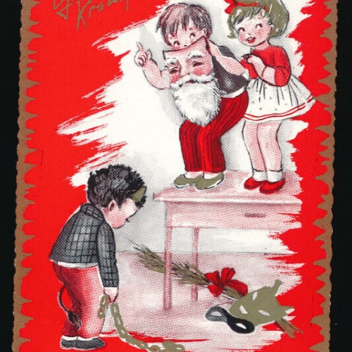 AK gruss vom Krampus vor Nikolos Maske fürchtet sich (5572)