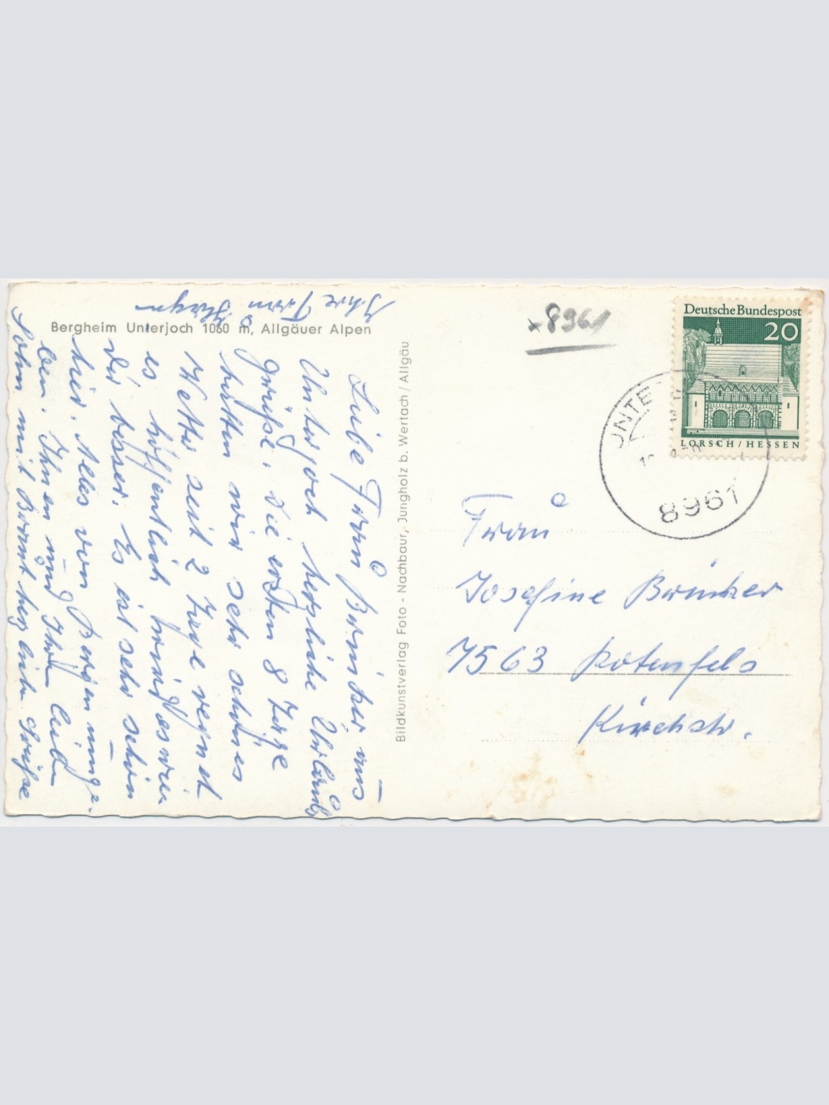 AK, Bergheim Unterjoch, Allgäuer Alpen, Bayern (S1657)