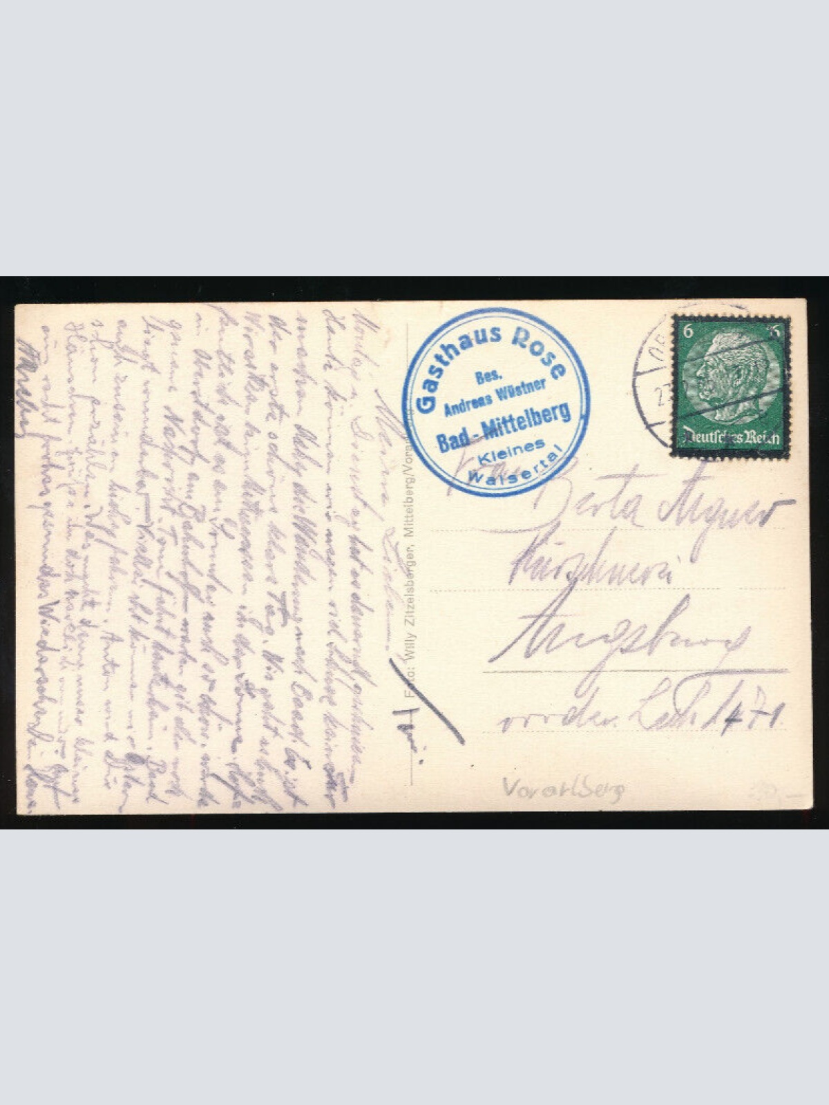 AK vom Gasthaus Rose i. Bad Walserthal Vorarlberg (5330)