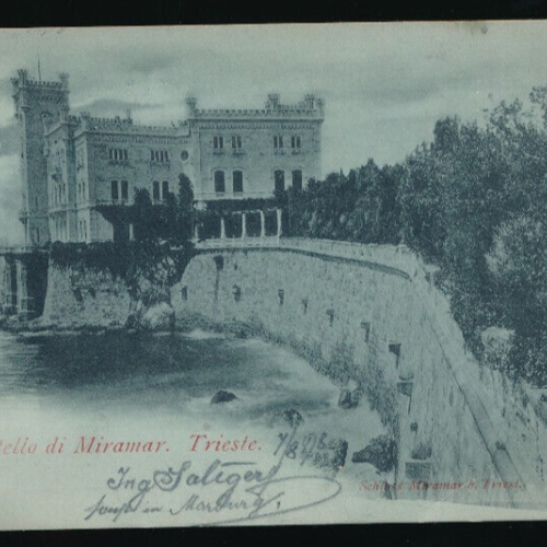 Mondschein - Karte aus Trieste mit Castello Miramar Italien (5389)