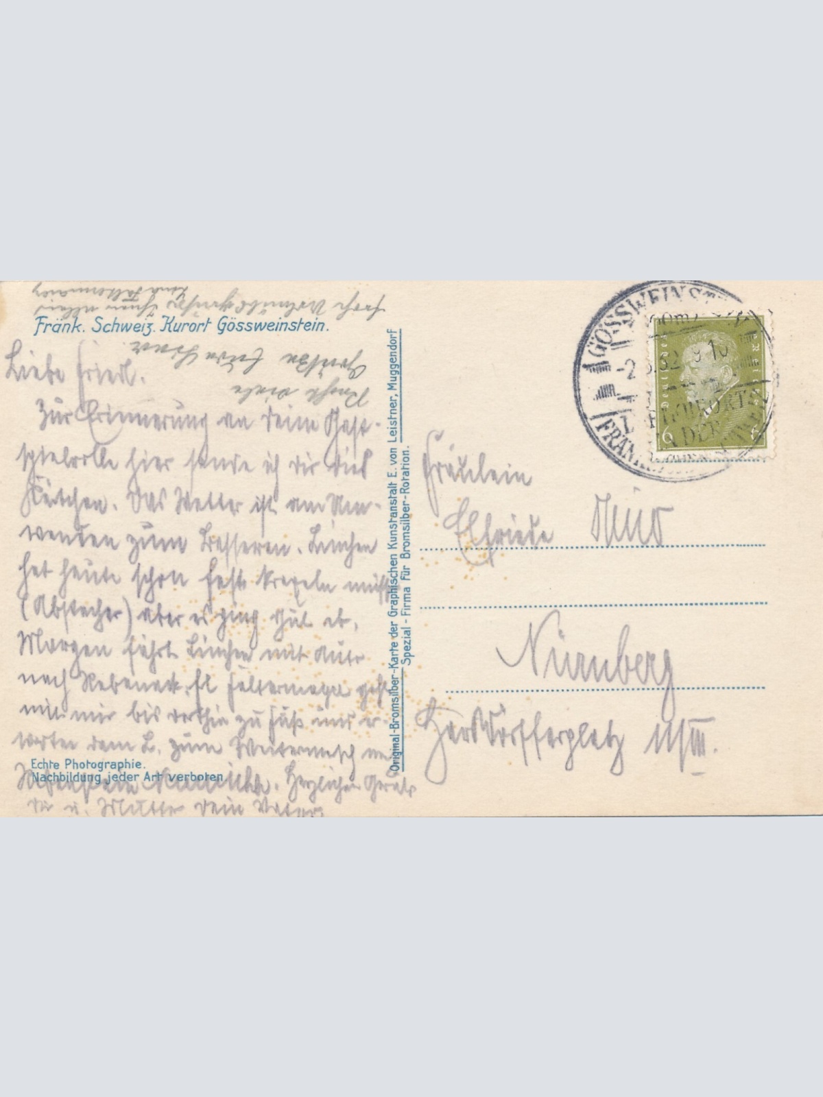 AK, Fränk. Schweiz, Kurort Gössweinstein (S1606)