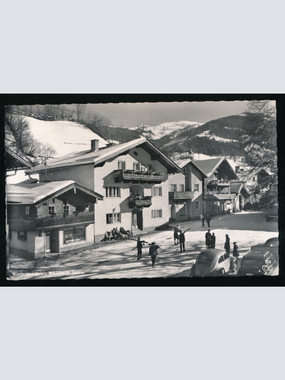 AK aus Wagrain Wintersportplatz mit Oldtimer Alte Autos Salzburg (5553)