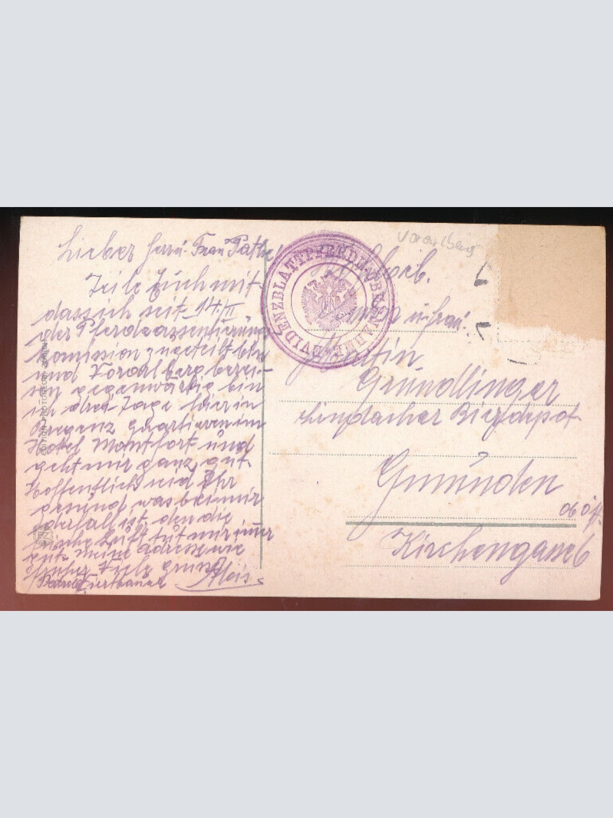 AK aus Bregenz gegen den Pfänder mit Dampfer Vorarlberg (5820)