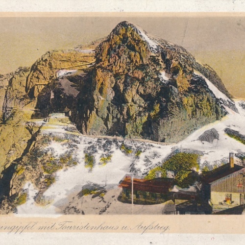 AK, Wendelsteingipfel mit Touristenhaus u. Aufstieg, Bayern (S1611)