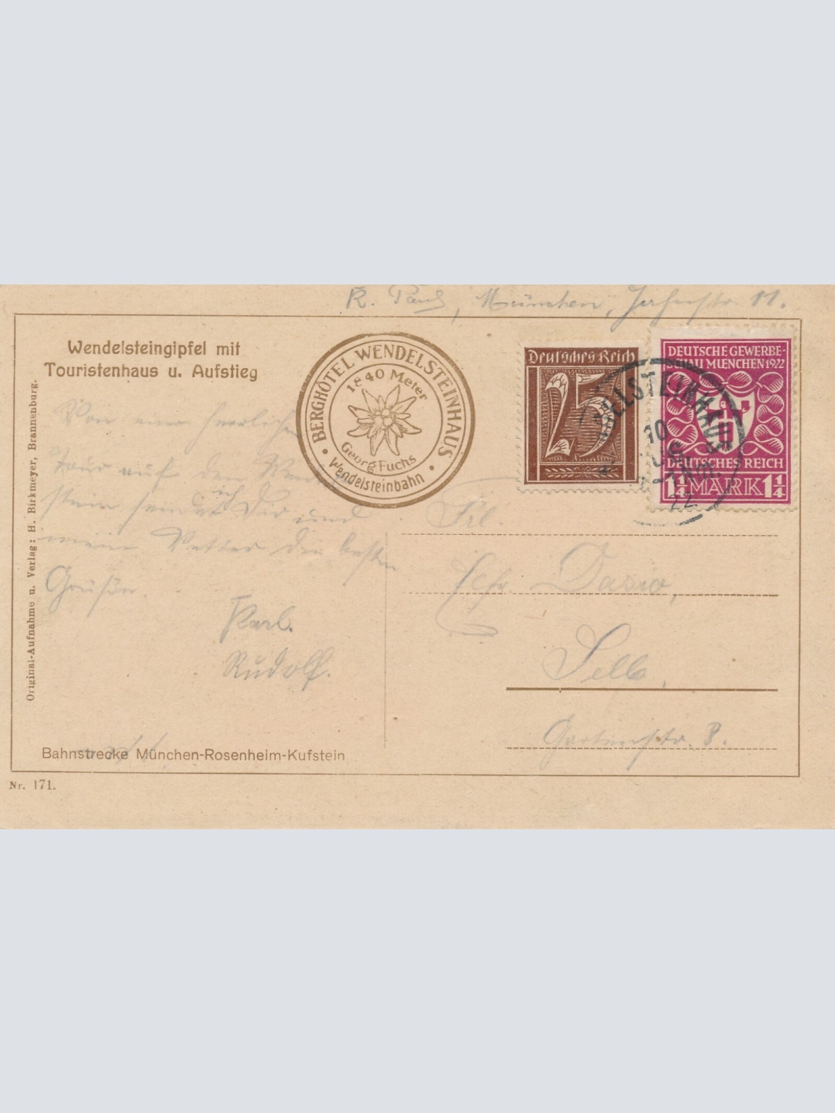 AK, Wendelsteingipfel mit Touristenhaus u. Aufstieg, Bayern (S1611)