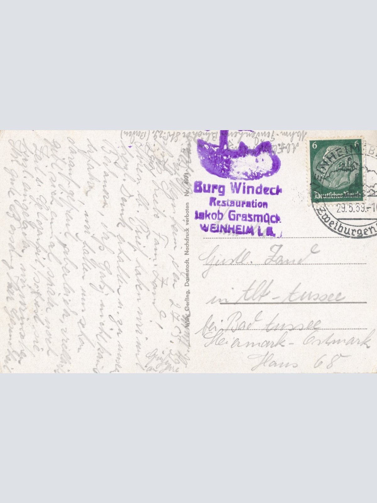 AK, Weinheim an der Bergstraße mit Wachenburg und Burg Windeck (S1709)