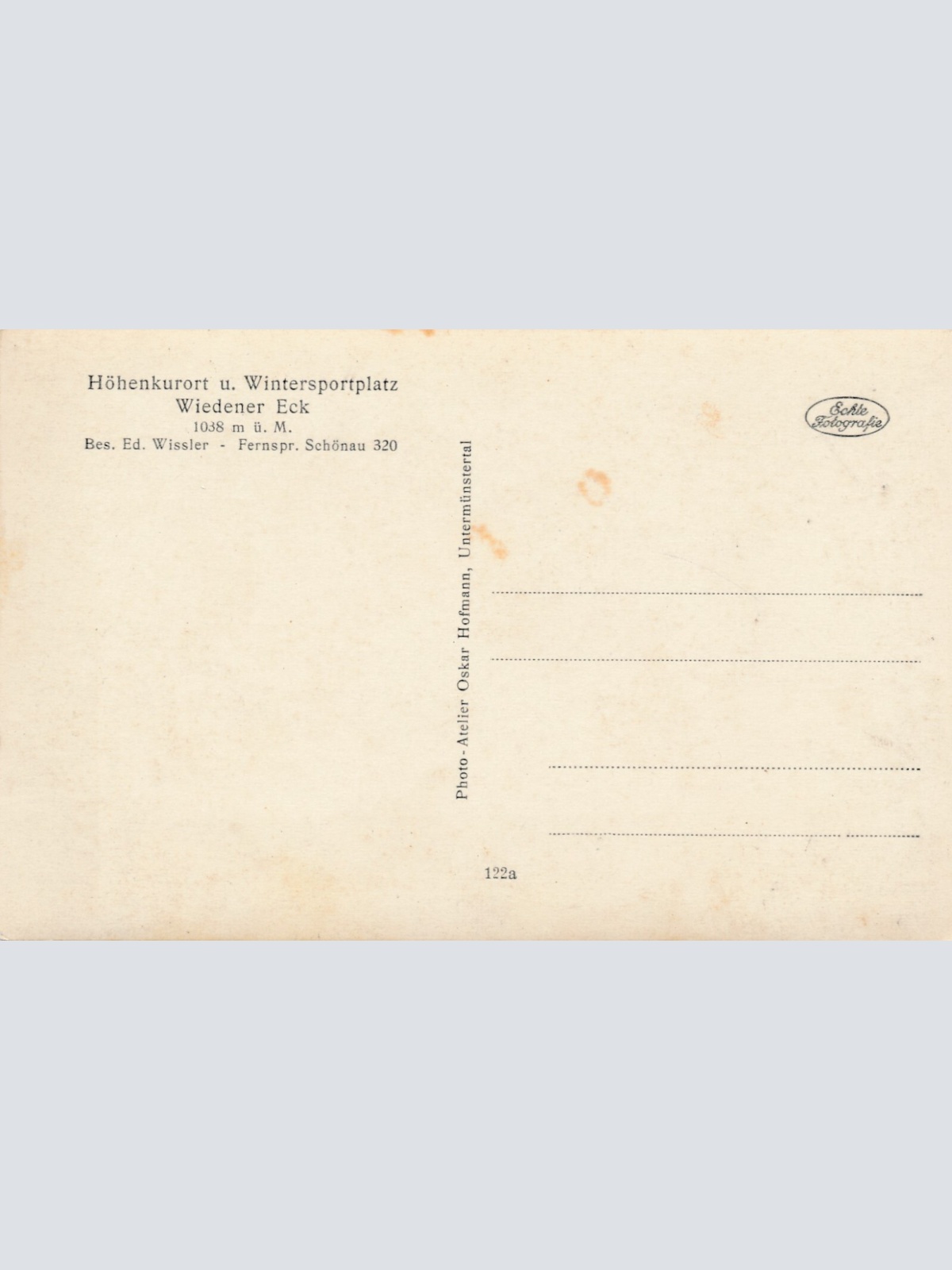 AK, Höhenkurort u. Wintersportplatz Wiedener Eck (S1711)