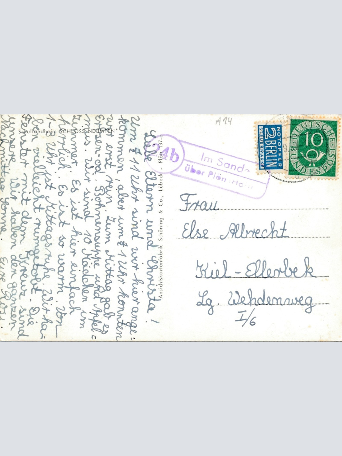 AK, Schullandheim, Schloss Nehmten, Schleswig-Holstein (S1699)