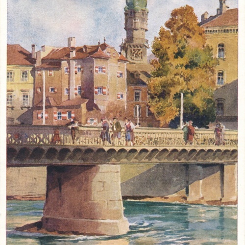 AK, Innsbruck, Innbrücke mit Ottoburg und Stadtturm, Tirol (S1561)