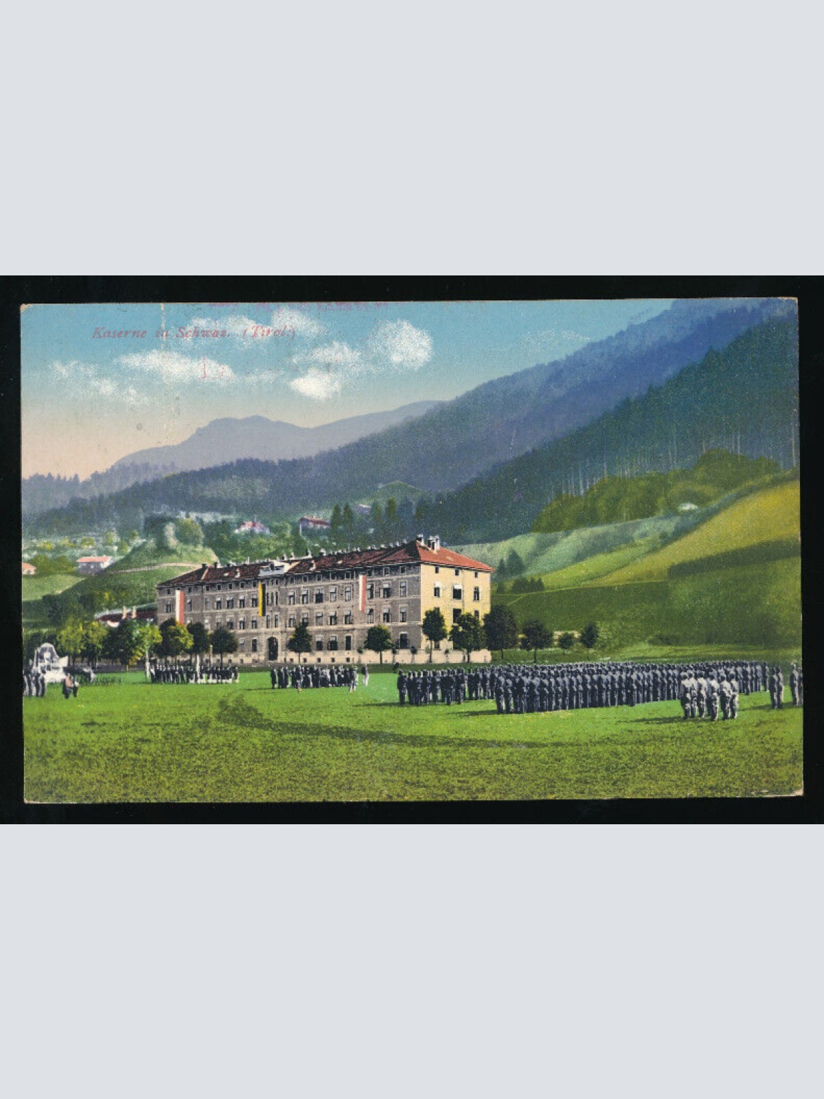 AK aus Schwaz in Tirol mit Kaserne und Soldaten (5793)