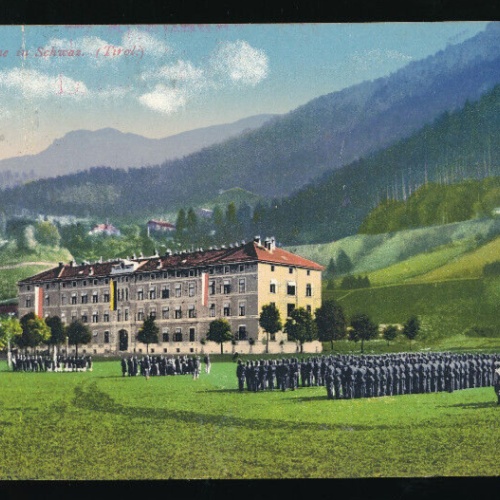 AK aus Schwaz in Tirol mit Kaserne und Soldaten (5793)