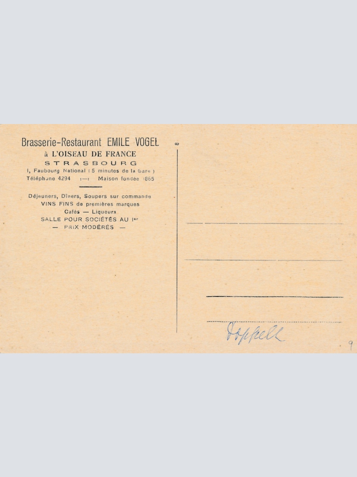 AK, Brasserie-Restaurant, a L'oiseau de France, Strasbourg (S1894)