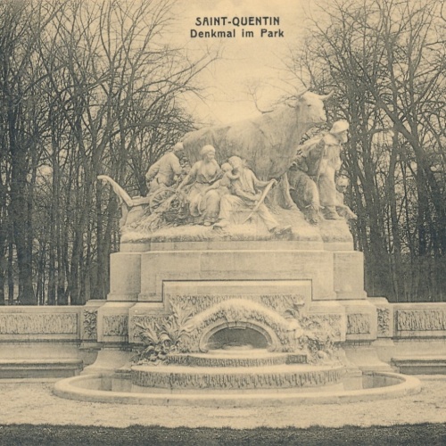 AK, Saint-Quentin, Denkmal im Park, Frankreich (S1927)