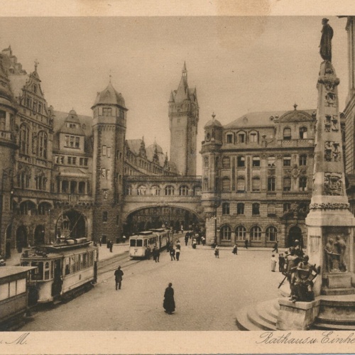 AK, Frankfurt am Main, Rathaus u. Einheitsdenkmal, Hessen (S1539)