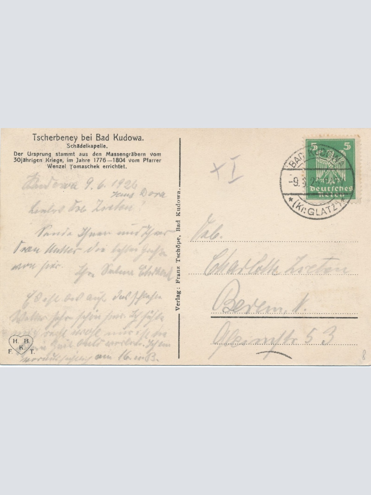 AK, Schädelkapelle in Tscherbeney bei Bad Kudowa, Polen (S1846)