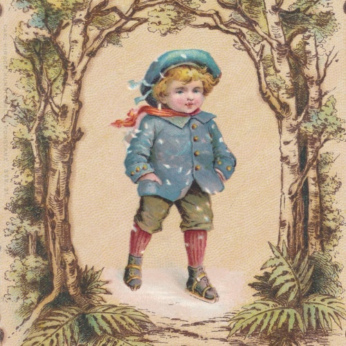 AK, Porträt von kleinen Jungen im Wald (S1838)